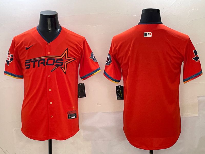 Men Houston Astros Blank Orange Five generation Joint Name 2025 Nike MLB Jersey style 1